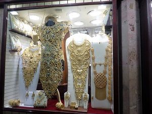 view of a golden dress in Dubai